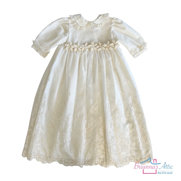 ALETTA Lace Overlay BAPTISM gown Ivory off white Size 6 to 8 months - Picture 4 of 13